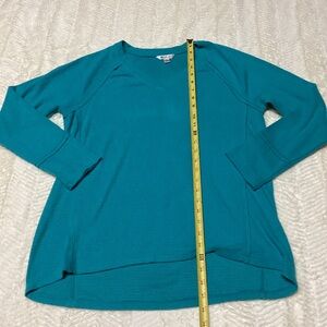 Beautiful Wildfox Peacockblue V Neck Super Soft Waffle Brushed Ribbed Blouse Top